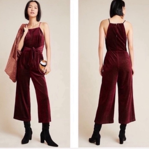 ANTHROPOLOGIE Rouge Velvet Jumpsuit